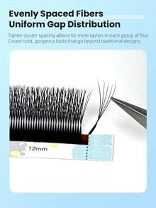 yelix 12 Rows C/D Curl 5D Narrow Premade Fans W Shape Eyelash Extensions 8-15mm Individual Volume Lash Extension Natural And Soft Makeup Supplies Professional Use - C - View 3