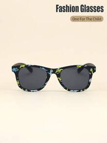 1 Pair Kids/Adults Retro Rectangle Dinosaur Cartoon Frame Casual Fashion Glasses, Suitable For Daily, Vacation, Party Use - A - 查看 5