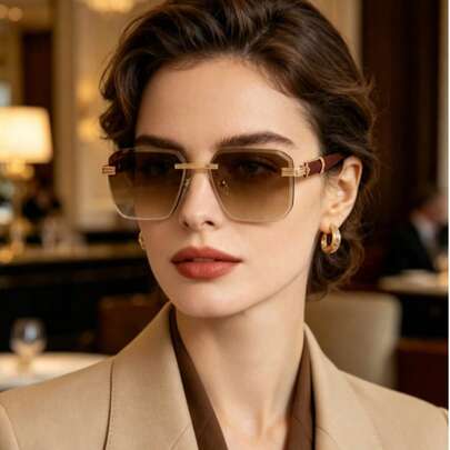 Kính thời trang unisex với thiết kế không gọng kim loại cổ điển, chất lượng cao, phù hợp để đeo hàng ngày.