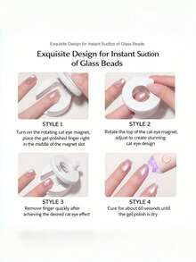Cat Eye Magnetic Nail Art Tool, Automatic Magnetic Nail Art Tool, 360° Rotatable Cat Eye Gel Nail Polish Magnetic Tool, Suitable For Beginners, With Uniform Magnetism And Excellent Light Absorption, Easy To DIY Glossy Effect - Multicolor - View 6