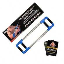 GOFITNESS Máquina de barra de empuje Expansor de pecho en casa equipo de entrenamiento de brazos equipo portátil de resistencia de resorte para el hogar viajes o al aire última intervensión - Azul / Patchwork - Ver 7
