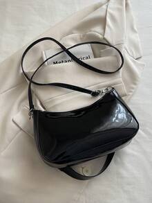 Korean Style Crocodile Embossed Handbag For Women, New Fashion Shoulder Bag, Minimalist Crescent Moon Tote Bag For Women, For Going To Work, Green - 柔和淡色 - 查看 10