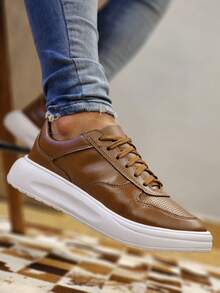 Men's Casual Basic Sneakers, Dress Shoes, 3 Colors - 駝色 - 查看 3