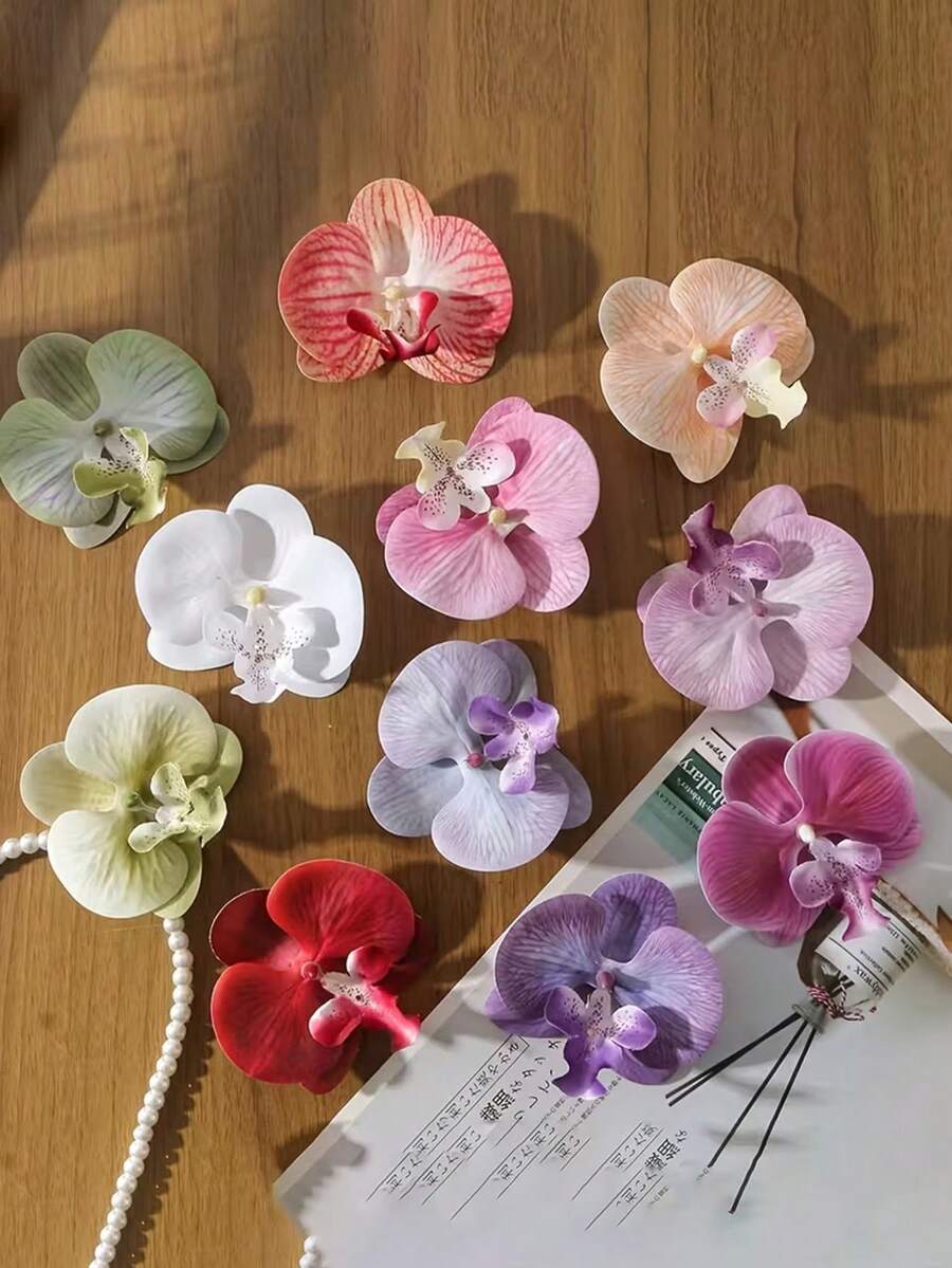 10/5/1支人造蝴蝶蘭花莖，70cm/27.56in逼真蝴蝶蘭花莖，裝飾絲綢蘭花；適用於客廳家居裝飾、情人節和母親節裝飾、女性禮物、婚禮裝飾、臥室裝飾、派對用品