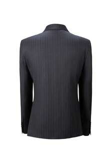 Men's Slim Fit Dark Grey TR Fabric Peak Lapel Double-Breasted Formal Suit Jacket, Suitable For Business, Banquet, Cocktail Party - Dark Grey - View 5