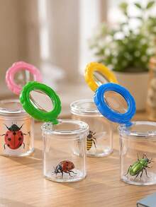 8pcs Insect Observation Box, Insect Bug Viewer Kit For With Tweezers, Magnifying Box Observation Kit Container Cage Jar, Bug Catcher Containers For Insects Magnifying Insect Box Observation Kit For Science Nature Exploration Collecting - A - View 3
