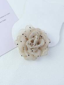9cm Cute Polka Dot Organza Handmade Brooch, Suitable For Girls' Daily Outfit Decoration - Yarn Flower - View 13