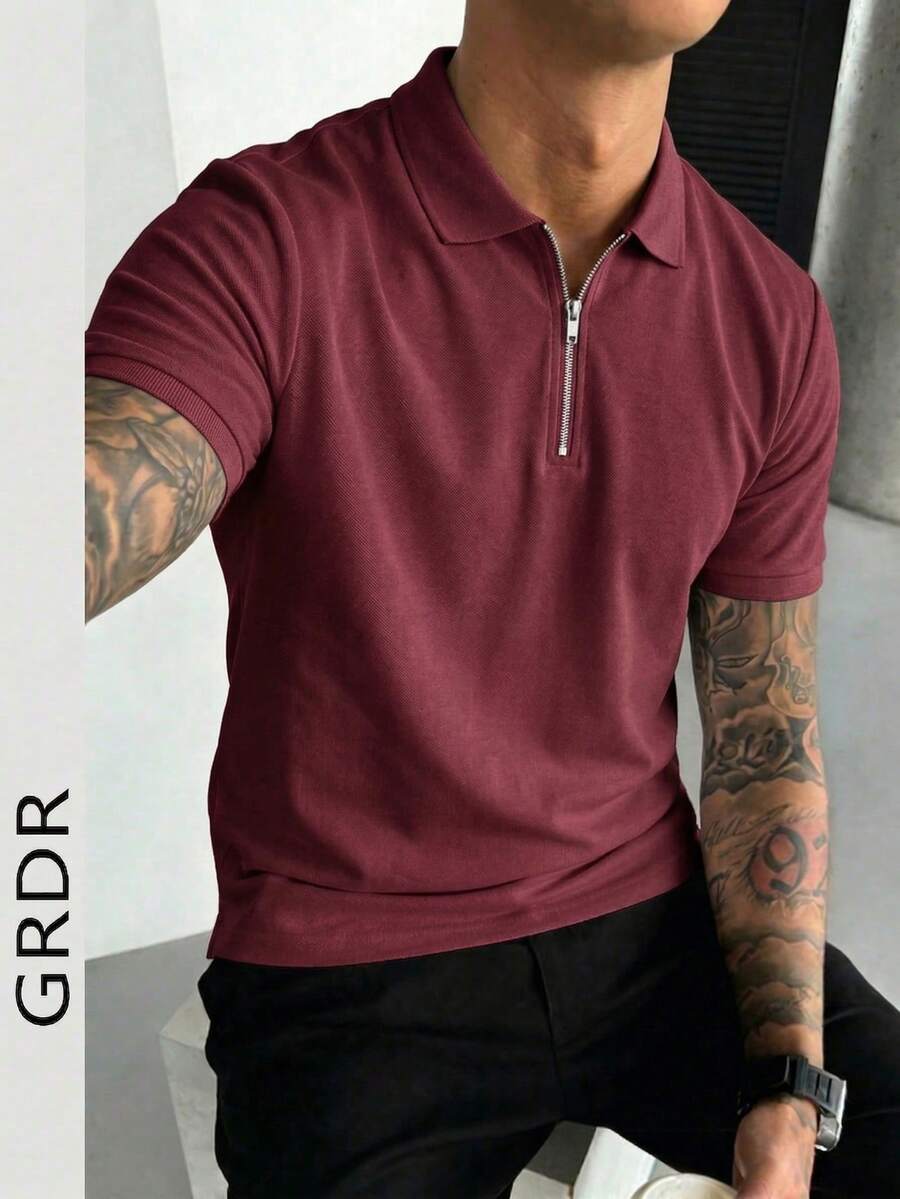 GRDR Camisas polo para hombres - Burdeos - Ver 1