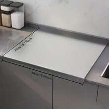 Tabla de cortar de cocina de acero inoxidable de gran tamaño, diseño en forma de L semi-cerrado para proteger el mostrador, artículo decorativo práctico adecuado para cortar verduras, carne, preparar masa y hornear, excelente regalo para días festivos - Plateado - Ver 12