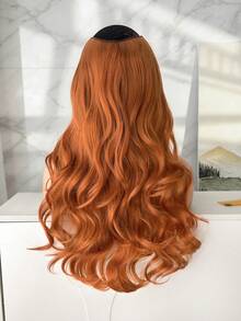 HEYPINK 1pc Long Synthetic Wavy Curly Hair Extension Piece For Women, Layered Soft Invisible Hair Extensions, Deep Walnut Red Orange, 22 Inches - Burnt Orange - View 5