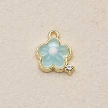 1PC Gold Tone Spring Floral Series DIY Charms, Flower/Bow/Moon/Bee/Rose Enamel & Crystal Elements, Sweet Girly Style Versatile Pendant Supplies - Flower - View 8