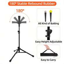 1pc Baseball Batting Tee Stand, Portable 3-Leg Tee Frame For Baseball Practice - Black - View 6