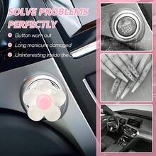 Interior Decoration Accessories Featuring Elegant Flower-Shaped Buttons, Car Key Protection Covers, Cute Designs, Protection Covers For Car Engine Start/Stop Control Levers, Universal One-Key Ignition Start Covers, Protecting Nails, Suitable For Car Decoration. - Starter Button Decoration - View 2