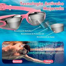 Gafas de Natación Profesionales con Accesorios (Gorra, Tapones, Clip Nasal) - Antivaho, Sin Fugas y Lentes Protección UV para Adultos, Niños, Mujeres y Hombres - Confort Suave - 1 - Ver 6