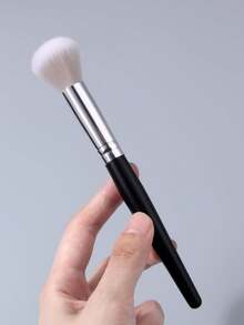 1pc Professional Blush Brush, Black Handle With Silver Ferrule, Soft Fluffy Hair For Seamless Blending, Natural Flush & Bronzer Application - Black - View 7