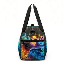 Bolsa de Viagem de Grande Capacidade com Estampa de Console de Jogos, Bolsa de Armazenamento Portátil, Bolsa Essencial para Férias e Viagens, Bolsa de Viagem - Preto - Visão 4