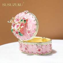 1 hộp đựng trang sức hình hoa anh đào tráng men mới, hộp đựng vòng cổ và trang sức kiểu dáng châu Âu thanh lịch, hộp trang sức công chúa sang trọng. - Hộp hoa anh đào - Xem 10