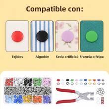 Juego de botones de presión metálicos, que incluye alicates y herramienta para presionar botones, botones de presión de 9,5 mm, adecuados para manualidades, ropa, sombreros, costura y proyectos textiles (multicolor). - A - Ver 6