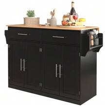 Serving Trolley With Folding Tabletop, 120x46(70)X91 Cm, Black, With Casters And Interchangeable Wooden Legs, Ideal For Kitchen And Dining Room - Black+Natural - View 6
