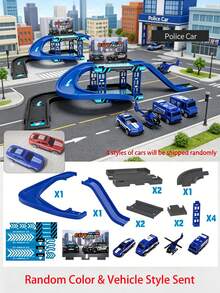 兒童賽車軌道停車場玩具套組，包含滑道賽車與工程車，適合軌道使用，3-4歲教育組裝玩具，互動智力開發，適合生日禮物、教室與派對小禮，兒童玩具 - 彩色 - 查看 10