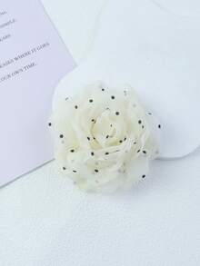 9cm Cute Polka Dot Organza Handmade Brooch, Suitable For Girls' Daily Outfit Decoration - Yarn Flower - View 8