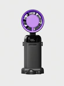 2026 New Handheld Mini Fan, USB Rechargeable, Digital Display, Quiet, 2400mAh, Suitable For Office, Dorm And Outdoor, 1pc Portable Handheld Fan With LED Display, 3-In-1 Handheld/Necklace/Desktop, 90° Foldable Desktop Fan With Base, Makeup Fan For Women - Basic Model - View 14