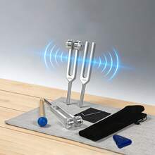 3 Stücke Samtbeutel Stimmgabel Set - 128Hz, 256Hz, 512Hz, 528Hz Audio Stimmgabeln, Anschlagen erzeugt resonante Klangfrequenzen, wunderschön beruhigende Töne für Yoga und Lässig - Verschiedenfarbig - Übersicht 3
