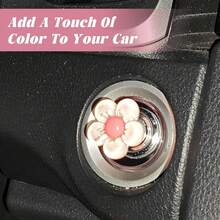 Interior Decoration Accessories Featuring Elegant Flower-Shaped Buttons, Car Key Protection Covers, Cute Designs, Protection Covers For Car Engine Start/Stop Control Levers, Universal One-Key Ignition Start Covers, Protecting Nails, Suitable For Car Decoration. - Starter Button Decoration - View 5