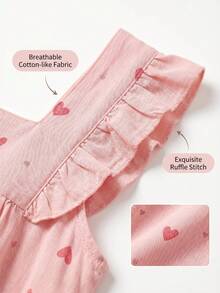 Women's Summer Lounge Set Ruffle Shoulder Strap Tank Tops Drawstring Shorts Sleepwear Sets - Pink - View 8