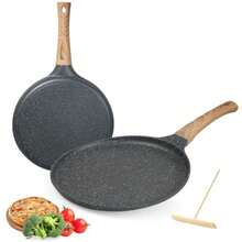 GOHOMKIC Crepera con Revestimiento Antiadherente 28cm con Espátula para Untar Tortitas, Válido para Cocinas de Gas y Cocinas de Inducción - Ver 2