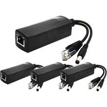 4パックアクティブ12V PoEスプリッタアダプタインジェクタ、IEEE 802.3af準拠10 / 100Mbps、IPカメラワイヤレスAP VoIP電話用DC 12V出力 - 1 - チェックする 1
