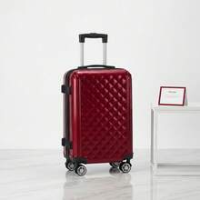 20-Inch Red Diamond-Patterned Carry-On Suitcase, Luggage Trolley, Minimalist Handbag, Personal Travel Bag, Silent Swivel Wheels + Combination Lock. Business/Casual Dual-Purpose Suitcase. Lightweight And Durable Travel Luggage Trolley, Newly Released. Perfect For Students, Family Gifts, School, Business Trips, And Travel Essentials. - Đỏ - Xem 3