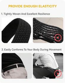 CHAOREN Mens Belt - Braided Stretch Belt Men 1 3/8- Pants Casual Shorts Jeans - Gun / Blue - View 6