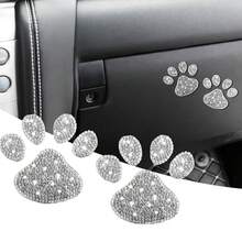 Sparkly Personalized Fun Cat Paw Rhinestone Car Decal - Cute Shiny Sticker, Suitable For Vehicle Interior, Fits Various Car Models, Cute Car Accessory - A - View 5
