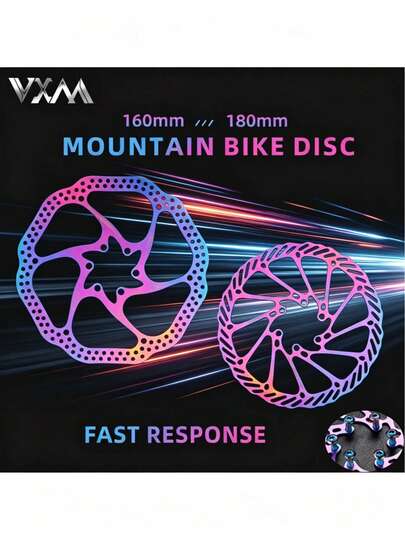 VXM Mountain Bike Disc Brake Pads, Colorful 160/180mm Stainless Steel 6-Bolt Rotor G3/HS1 Brake Disc