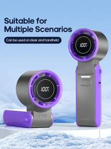 kinscoter 1个可充电3600mAh迷你便携式手持电风扇，户外露营旅行空调，100档风速调节，带电量显示，迷你个人降温风扇，礼品装 - 手持 - View 3