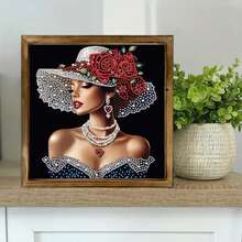 Diamond Painting Kit | Elegant Rose Hat Theme For Women, Partially Embedded With Asymmetrical Diamonds, Acrylic Material, 11.81 Inches X 11.81 Inches, Suitable For Living Room, Bedroom, Study Decor, Ideal Gift - View 10