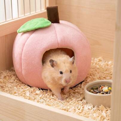 Giường ngủ cho thú cưng nhỏ màu hồng dễ thương, giường ngủ cho chuột hamster màu đào mật ong với đệm rời, chất liệu nhung mềm mại, hình trái cây 3D, hang trú ẩn tròn ấm cúng cho thú cưng nhỏ, tổ ấm áp thoải mái cho chuột hamster cỡ nhỏ, đồ dùng cho thú cưng tí hon, có thể giặt được.