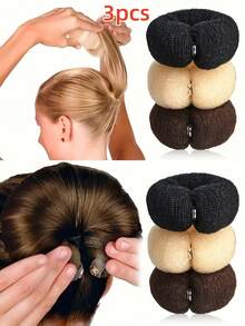 Hair Bun Maker, Mesh Bun, Ballet Bun, DIY Bun Donut, Bun Maker, Sweet Braided Hair Accessories, Curling Iron, No-Heat Curler, Curling Wand, Hair Styling Products And Accessories, Salon And Travel Essentials - Multicolor - View 9