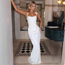 2026 New Solid Color Sleeveless Bodycon Dress Sexy Square Neck Slim Fit Ruched Evening Party Mini Dress - 黑色 - 查看 3