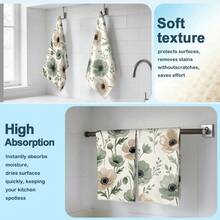 2pcs Kitchen Towels, Modern Kitchen Utensils Green Watercolor Floral Pattern Super Soft Microfiber Kitchen Towels, 40*60cm/15.7*23.6in Towels, Single-Sided Printed, Kitchen Dish Cloths, Suitable For Restaurant, Kitchen, Bathroom Decor, Holiday Gift - Multicolor - View 10