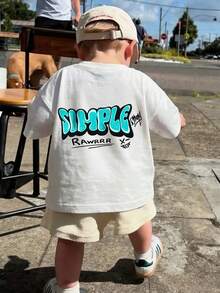 男童休闲字母涂鸦印花短袖T恤 - 白色 - 查看 2