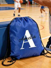1/3/5pcs Personalized Custom Name Initial Drawstring Sports Backpack, Waterproof Lightweight Cinch Bag, Multiple Sizes & Colors, Suitable For School, Travel, Beach & Outdoor Activities, Perfect Graduation, Holiday & Back To School Sports Gift - Multicolor - View 3