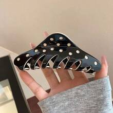 2pcs/1pc High-Quality Large 10cm Black White Acetate Hair Claw Clips,Elegant Curved Hair Claw Barrette,Hair Accessories For Women - Multicolor - View 12