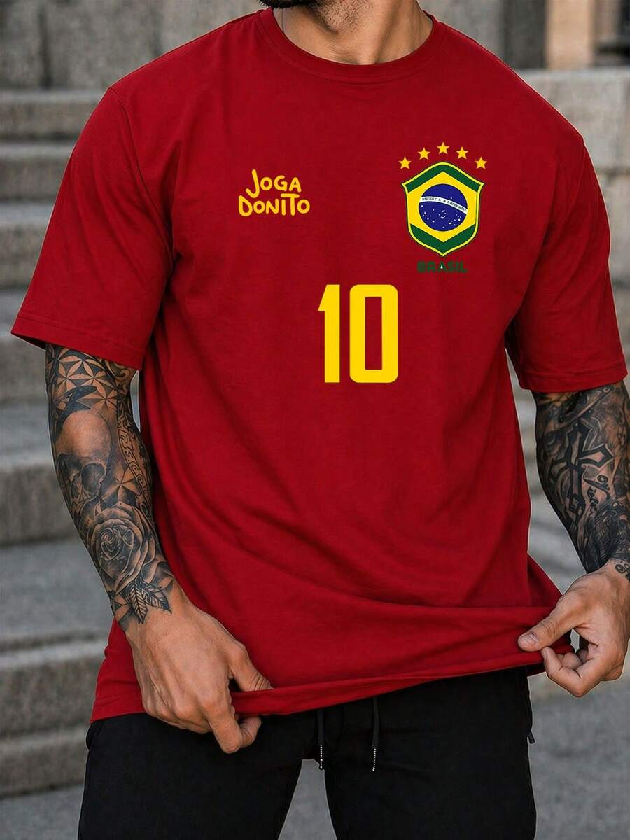 ZUKKER Men's T-Shirt Brazil 100% Cotton 30.1 Thread Count Comfortable Shirt Various Colors Immediate Shipping Promotion - Red - View 1