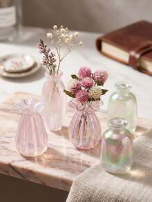 5/10pcs Mini Laser Vase Set, Mini Floral Vase, Dollhouse Furniture Decor, Micro Landscape Decoration Accessories, DIY Photography Scene Decor Props, DIY Miniature House Furniture Model, Miniature Scene Photography Props - A - View 4