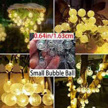 1 Set Solar Bubble String Lights (20/30/50/100 LED) - Economical Outdoor Garden Decor - 8 Modes Magical Crystal Ball Lights Suitable For Christmas, Yard, Party And Trees - Warm Light Color - View 4