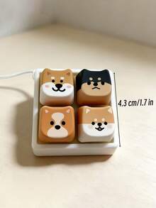 1 pieza Llavero rectangular con 4 teclas con diseño de perrito lindo que se puede presionar/hacer clic. Un regalo perfecto para familiares y amigos con un cordón para llavero - Multicolor - Ver 4