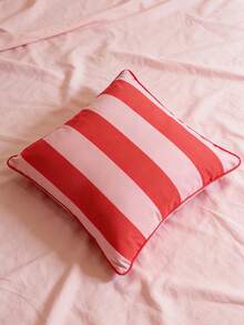 1 pieza Funda de cojín decorativa a rayas rosa, 45*45cm (17.7*17.7 pulgadas), material suave y cómodo, adecuado para cojín de sofá de sala de estar, cojín suave de cabecera de dormitorio, amigable con la piel, que agrega un toque de elegancia a su hogar - Rosa - Ver 4