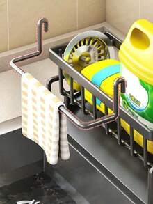 1 Set Dish Cloth & Sponge Holder, Multifunctional Durable Cleaning Tool Storage Rack With Sponge Holder & Cloth Rack, Suitable For Kitchen And Bathroom Countertop, Home Organization And Storage, Home Accessories - Multicolor - View 7